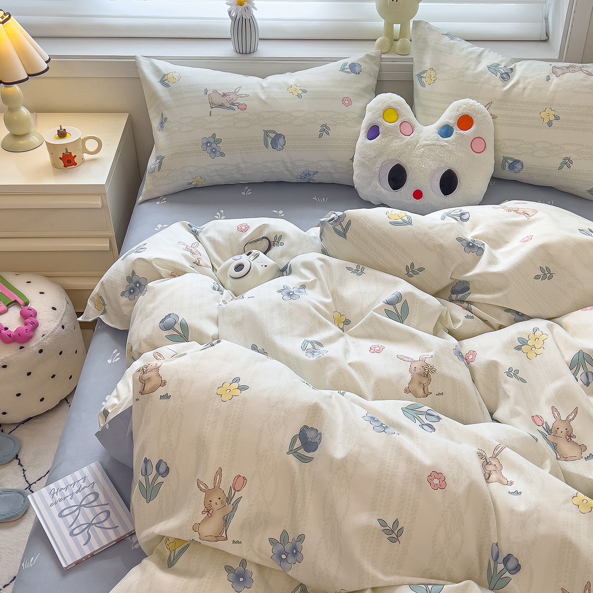 ins dormir desnudo cuatro piezas de sábanas de algodón imitación cubierta madre y bebé clase A dormitorio tres piezas de ropa de cama regalo