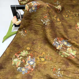 复古团花天丝提花布料新中式国风汉服旗袍连衣裙面料手工diy面料