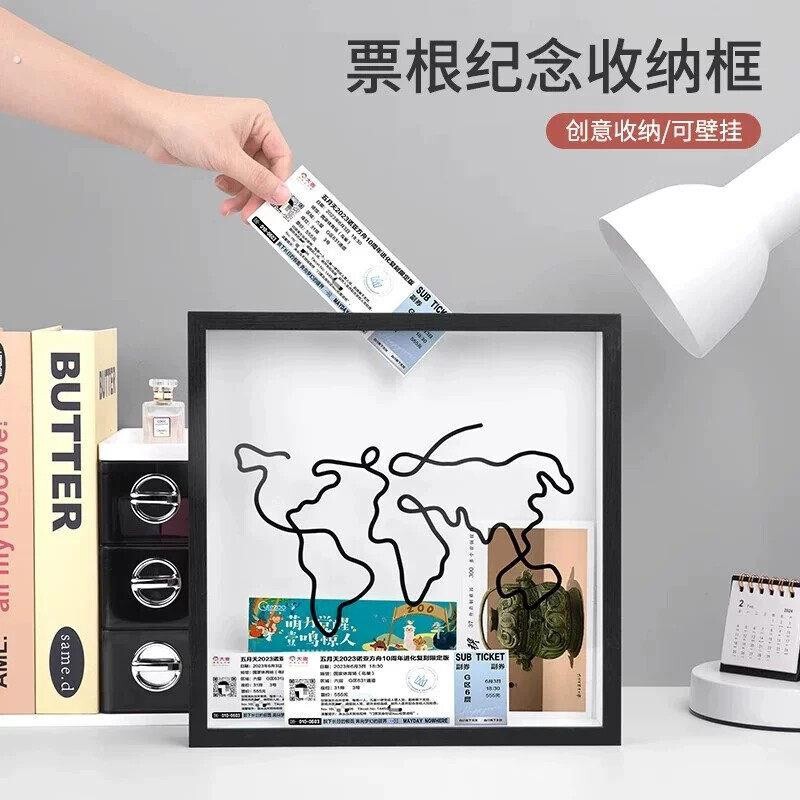 Ticket frame for storing concert tickets, airline tickets, and postcards; wall-mounted, hollow design for display; wholesale of popular cross-border products Ticket frame for storing concert tickets, airline tickets, and postcards; wall-mounted, hollow design for display; wholesale of popular cross-border products