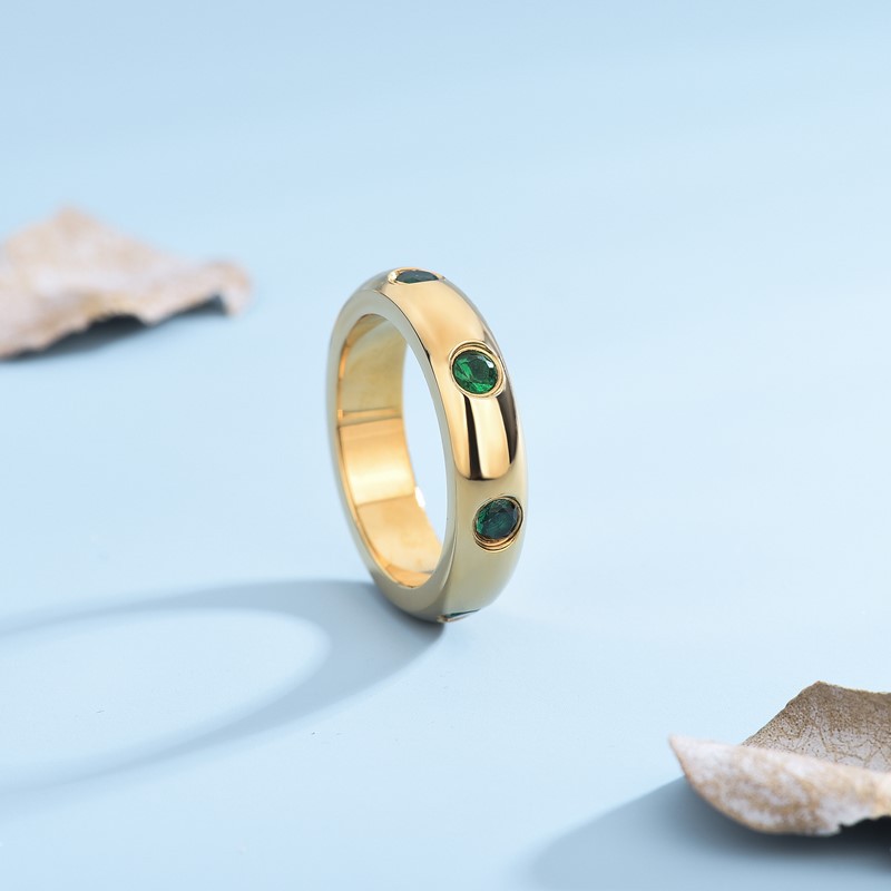 Fashion U Shape Titanium Steel Plating Zircon Rings 1 Piece