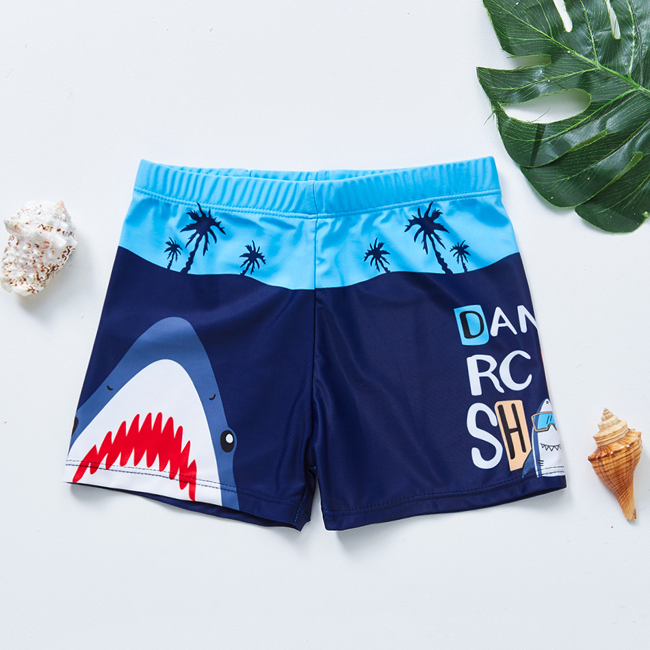 Ready Stock Boys' Swimming Trunks Kidsren's Cartoon Shark Swimming Trunks Boxer Swimming Trunks 1-10 Years Old