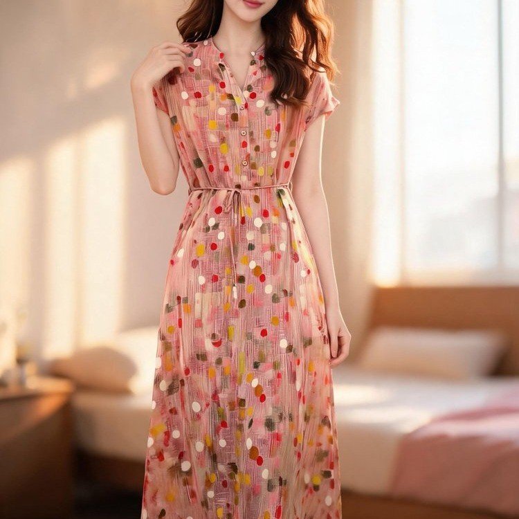 Dropshipping Hot-Selling Colorful Polka Dot Print Dress 2026 Summer New Fashion Youthful Elegant Mid-Length Dress Dropshipping Hot-Selling Colorful Polka Dot Print Dress 2026 Summer New Fashion Youthful Elegant Mid-Length Dress