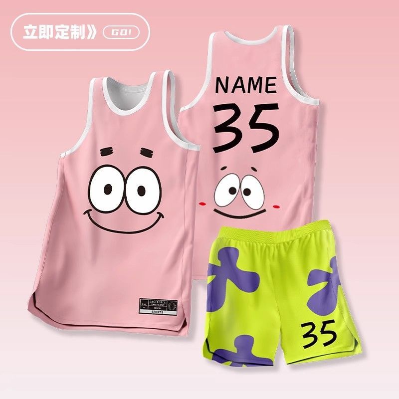 New Basketball Uniform Set Cartoon Pattern Team Uniform Team Game Training Uniform Printed Quick-Drying Jersey