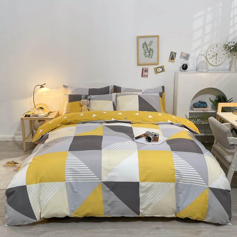 Algodón de cuatro piezas de ropa de cama de algodón 2025, nuevo edredón de flores frescas, sábanas de dormitorio de tres piezas de cuatro estaciones
