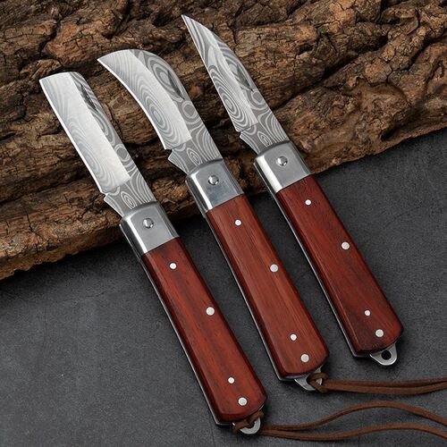 Damascus grain grafting special knife multi-functional blade steel folding bud grafting knife seedlings fruit tree grafting tool