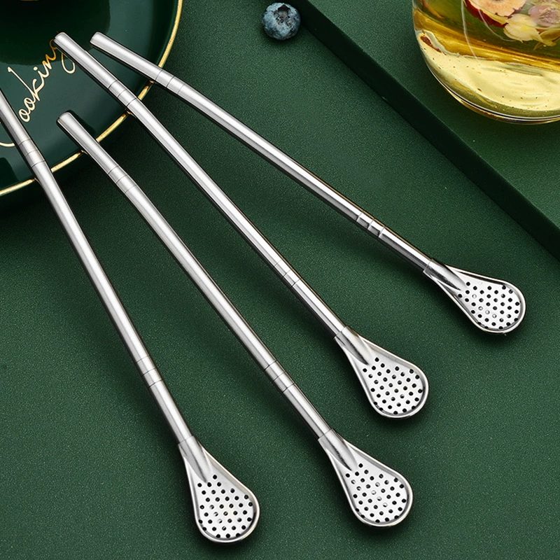 304 из нержавеющей стали съемная соломенная ложка творческий напиток кофе ароматический чай мате чай фильтр солома смешивания ложка