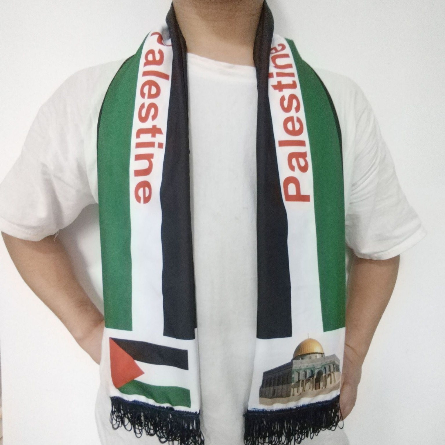 Transfronteriza en stock poliéster bufanda Palestina bandera palestina bufanda