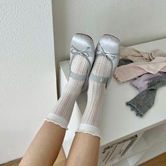 法式鏤空花邊網眼襪~純色薄款透氣堆堆襪搭配瑪麗珍鞋襪子女日常