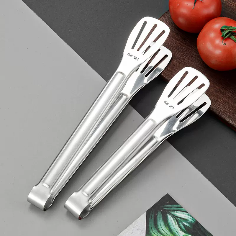 三线304不锈钢食品夹子 加厚食物烧烤煎牛排面包夹烤肉夹烘焙工具