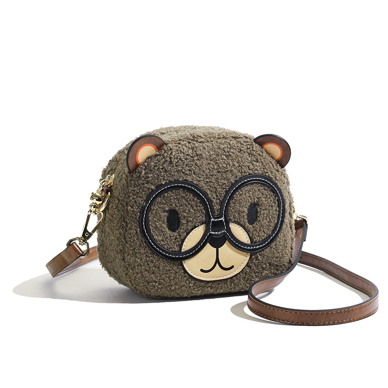 2024 새로운 귀여운 선글라스 봉제 곰 패션 트렌드 올 매치 어깨 크로스 바디 백
