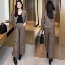 时尚棉服套装女2025冬季新款洋气显瘦夹棉加厚保暖棉衣棉裤两件套