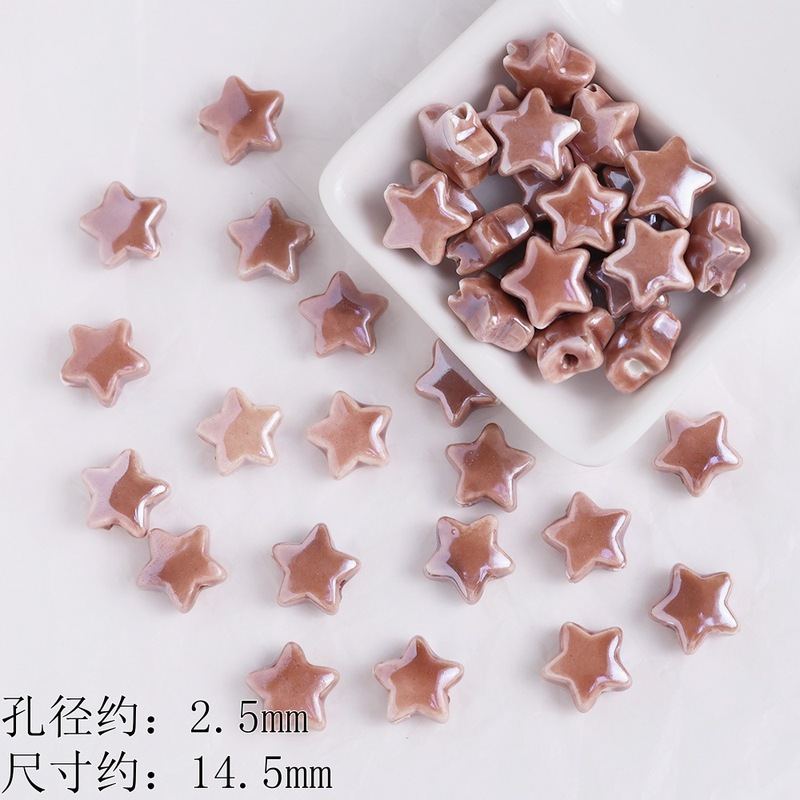 咖色系高温手绘动物珠陶瓷珠子串珠散珠 diy手工手链制作材料陶珠|undefined