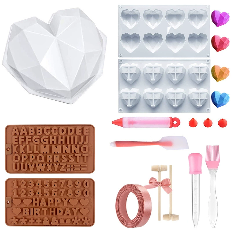 Silicone mold heart shaped, acrylic mousse, handmade