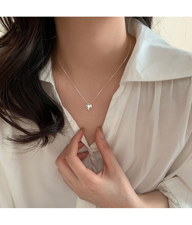 All Seasons Season 925 Sterling Silver Box Chain Heart Shape Pendant Necklace