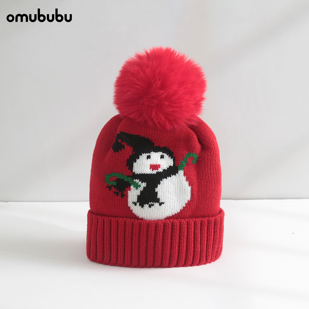 빨간 눈사람 크리스마스 모자