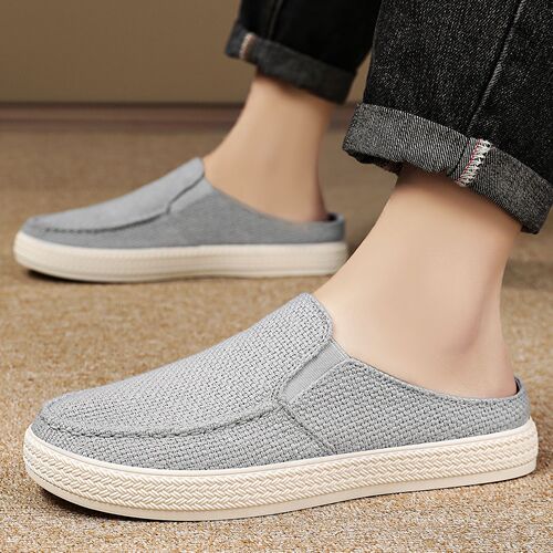 Men's Slip-on Summer Breathable Low-Top Casual Shoes, Outwear Slippers, Home Trendy Fabric Shoes, Comfortable Father's Shoes
