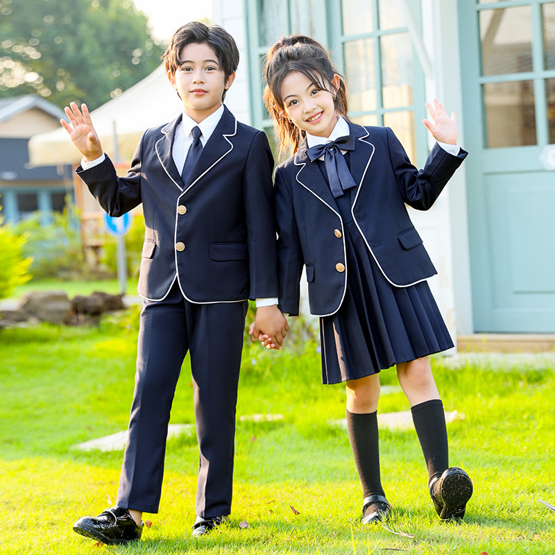 Ropa de jardín de infantes modelos de otoño e invierno trajes de niños y niñas de estilo británico