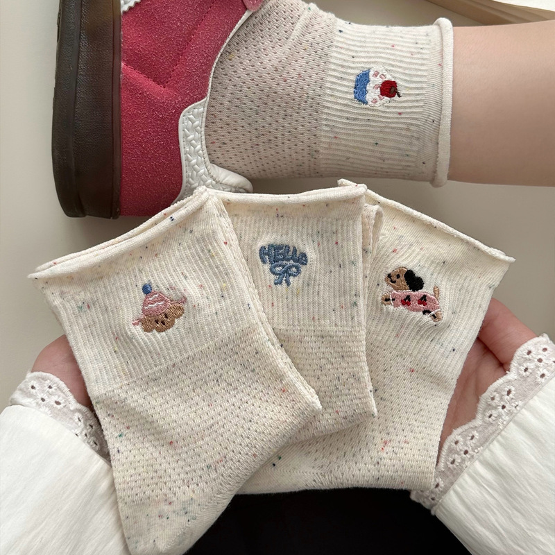 Cuffed Socks for Women, Summer Thin Short Socks, Mesh Breathable Cute Cartoon Trendy Socks, Versatile Summer College Style Socks Cuffed Socks for Women, Summer Thin Short Socks, Mesh Breathable Cute Cartoon Trendy Socks, Versatile Summer College Style Socks