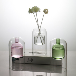 European-style Simple Double-layer Glass Aromatherapy Bottle Household Living Room Bedroom Volatile Rattan Floral Decoration Ornaments Empty Bottle