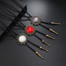 跨境宝石项链波洛绳男士衬衫领结链西部牛仔波洛领带长款毛衣项链