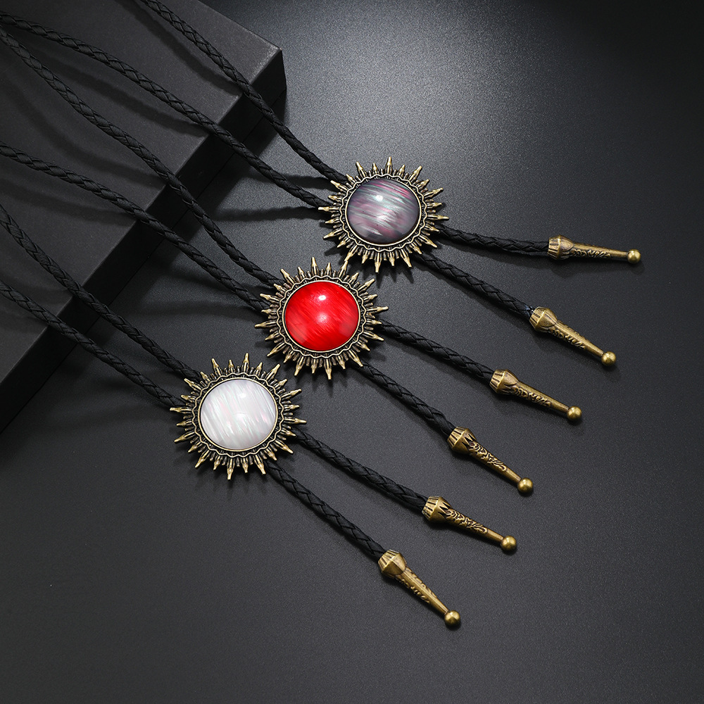 跨境宝石项链波洛绳男士衬衫领结链西部牛仔波洛领带长款毛衣项链