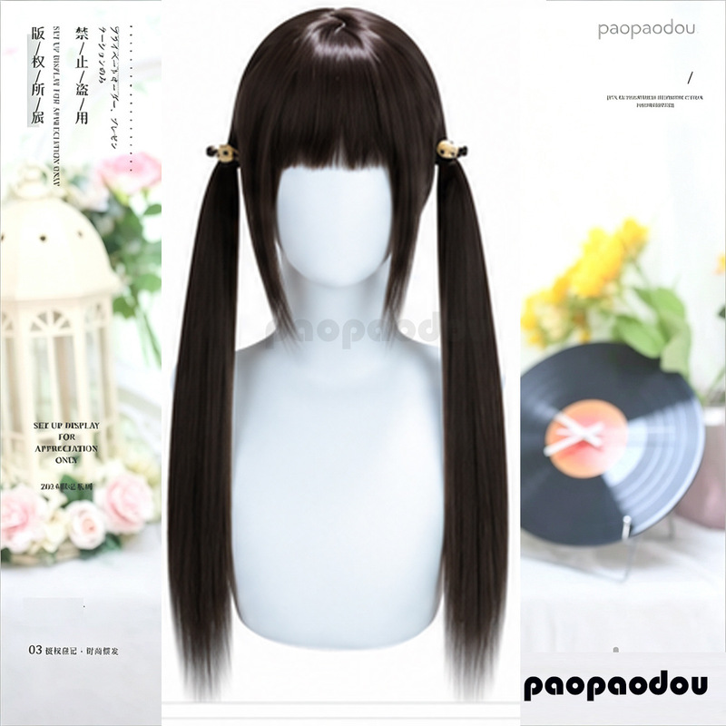 Wig Female Long Hair Full Headgear Natural Artificial Long Straight Hair Elegant Face Shaping Popular Air Liu Hai Black Wig Set Wig Female Long Hair Full Headgear Natural Artificial Long Straight Hair Elegant Face Shaping Popular Air Liu Hai Black Wig Set