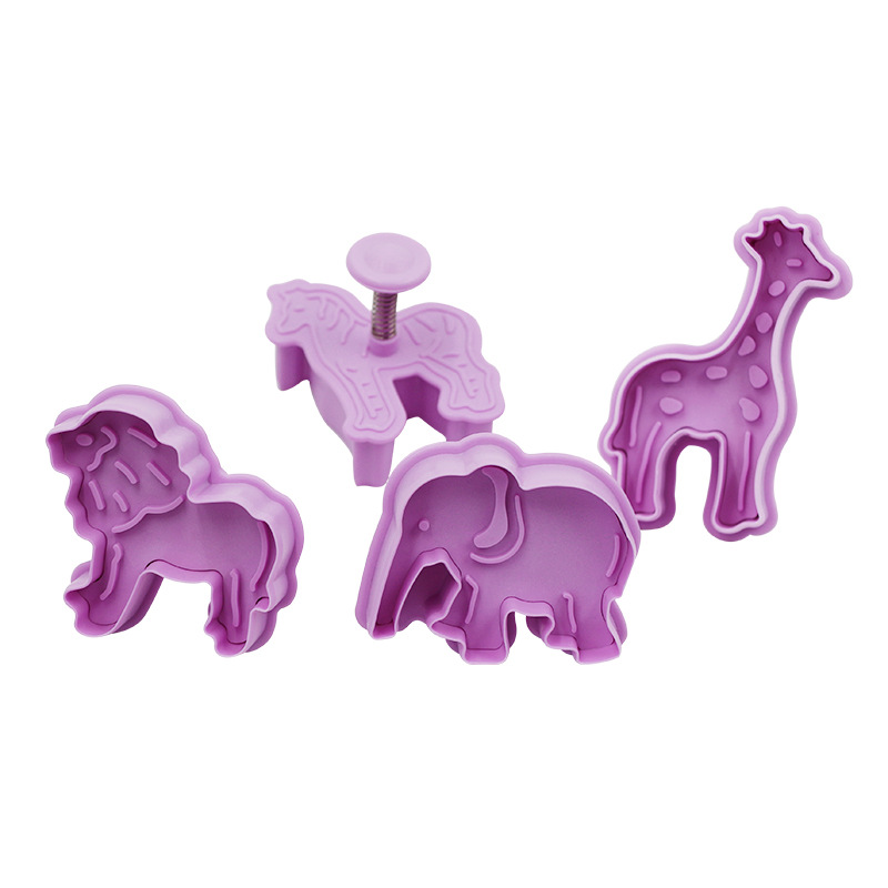 3D dibujos animados animal tema conjunto león elefante jirafa cebra pastel de caramelo de primavera molde de galleta image 7