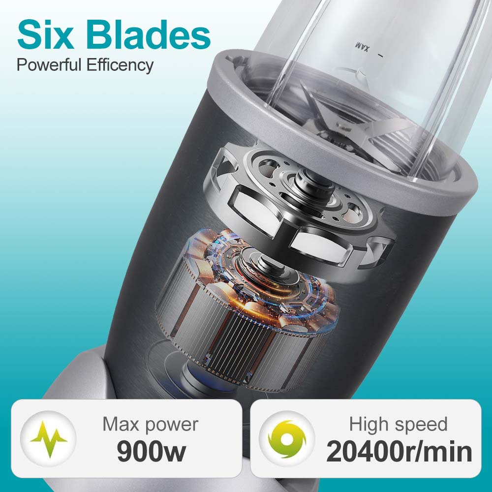 Picadora de carne de seis cuchillas Winning Star, mezcladora de alimentos, procesador de alimentos multifuncional, juego de tres piezas con exprimidor