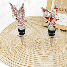 欧美红色蝴蝶酒塞粉色蝴蝶水晶钻石酒瓶塞彩色碎钻锌合金头红酒塞