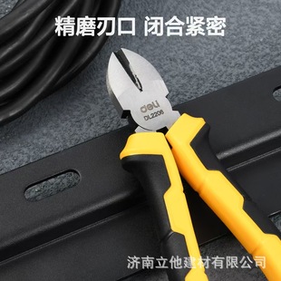 Deli Tool DL2206 Labor-saving Non-slip Rubber Handle Oblique Nose Pliers Nylon Tie Scissors Electrician Special Oblique Nose Pliers