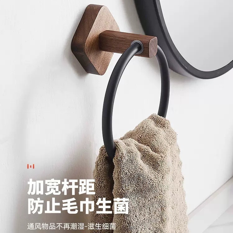 Toallero anillo de madera maciza cara toalla rack Hotel baño toalla rack japonés creativo anillo de toalla estante colgante