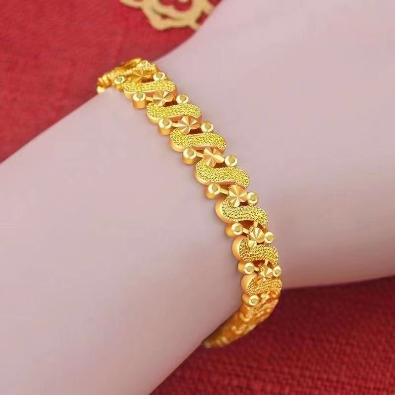 Authentic [grab gold chain] Hong Kong duty-free genuine goods pure sand gold bracelet women's gold color transfer lucky hand ornaments
