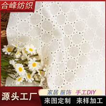 纯棉绣花布大机打孔绣花棉布镂空刺绣童装女装布料厂家现货批发