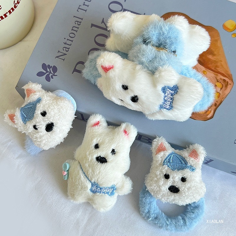 West Highland Plush Puppy Hairpin High Color Value Cute Soft Cute Girl Sweet Ins Student Hairband Accessories Mao Mao