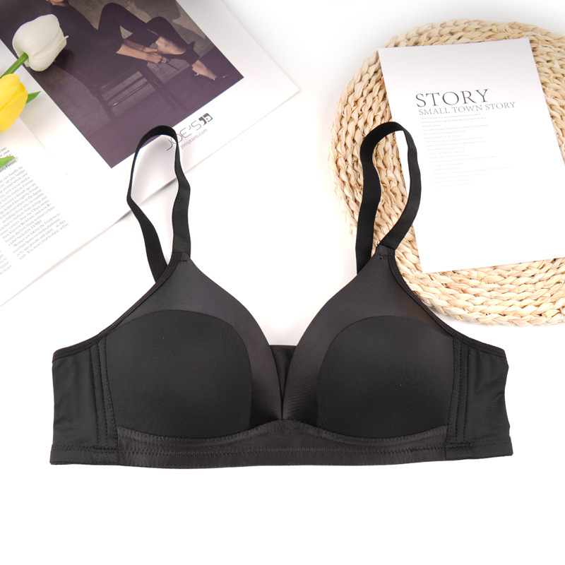 Fábrica de Shantou punto sin anillo de acero sujetador de mujer una pieza de ajuste cómodo sin marcas juntar sujetador de ropa interior anti-caída