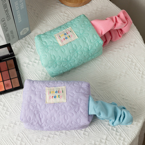 Fresh candy color cosmetic bag large capacity portable floral cosmetics storage bag lipstick storage bag wallet