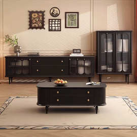 复古法式实木电视柜美式茶几组合收纳客厅储物柜小户型家具网红柜