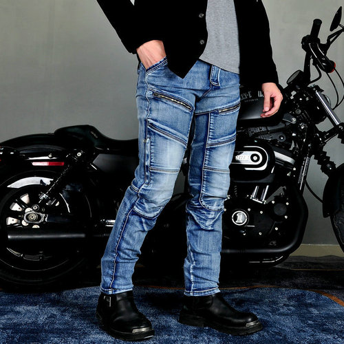 Men's motorcycle jeans, retro motorcycle riding pants, Kevlar tear-resistant racing off-road elastic anti-fall pants