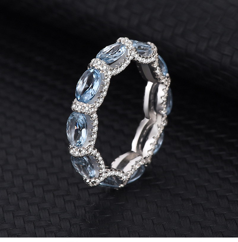 Fashion Geometric Sterling Silver Inlay Gem Rings