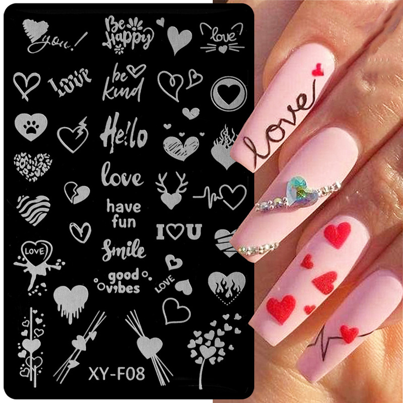 Cross-border new nail plate ins Valentine's Day love English butterfly dandelion star nail printing tool