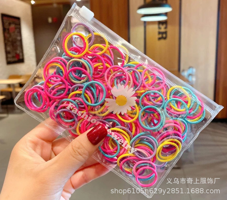 Cross border European and American thick hair ropes, colored high elasticity head ropes, rubber bands, basic hair rings, hair accessories DIY wholesale