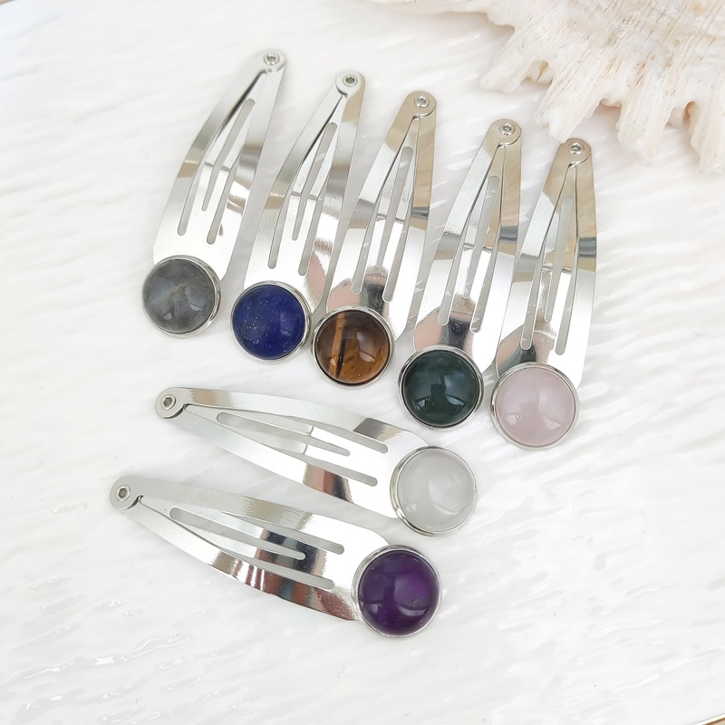 New Jewelry Natural Crystal Hairpin Drop-Shaped Personalized Small Fragrance Bangs Clip Jewelry Cross-Border Wholesale Hair Accessories