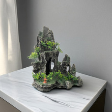 湘图盆景躲避庭院石头水草摆件全套水族箱洞仿真假山装饰鱼缸造景