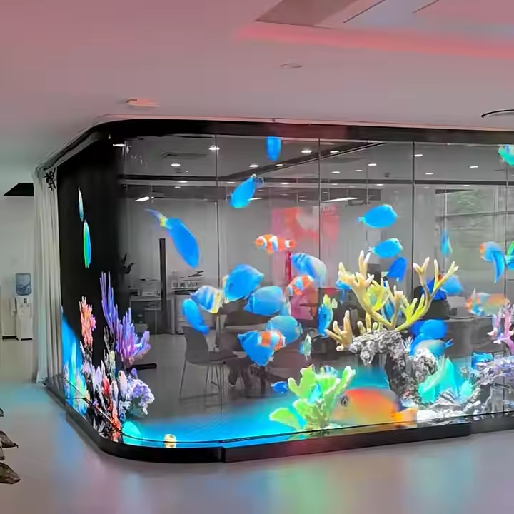 屋内 LED クリスタルフィルムスクリーン自己粘着フィルムガラスカーテンウォールウィンドウ広告柔軟な透明クリスタル LED ディスプレイ|undefined
