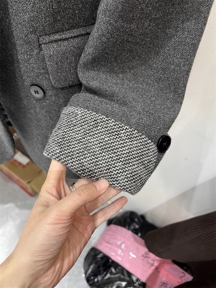 2025 New Korean Style Inner Cotton-Padded Blazer Down Jacket For Women Winter Small Size Rolled Sleeve Elegant Wool Coat_ecoleips.com