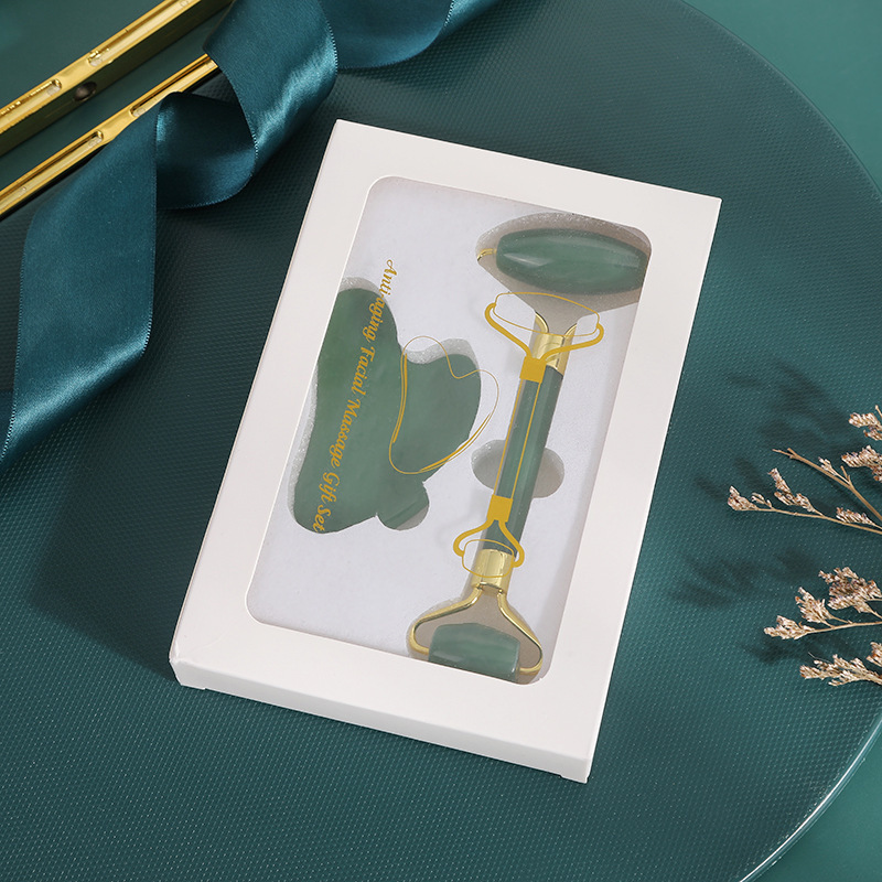 Caja de regalo de masaje facial de rueda de jade natural para masaje de placa de masaje de rueda de jade de suministro directo