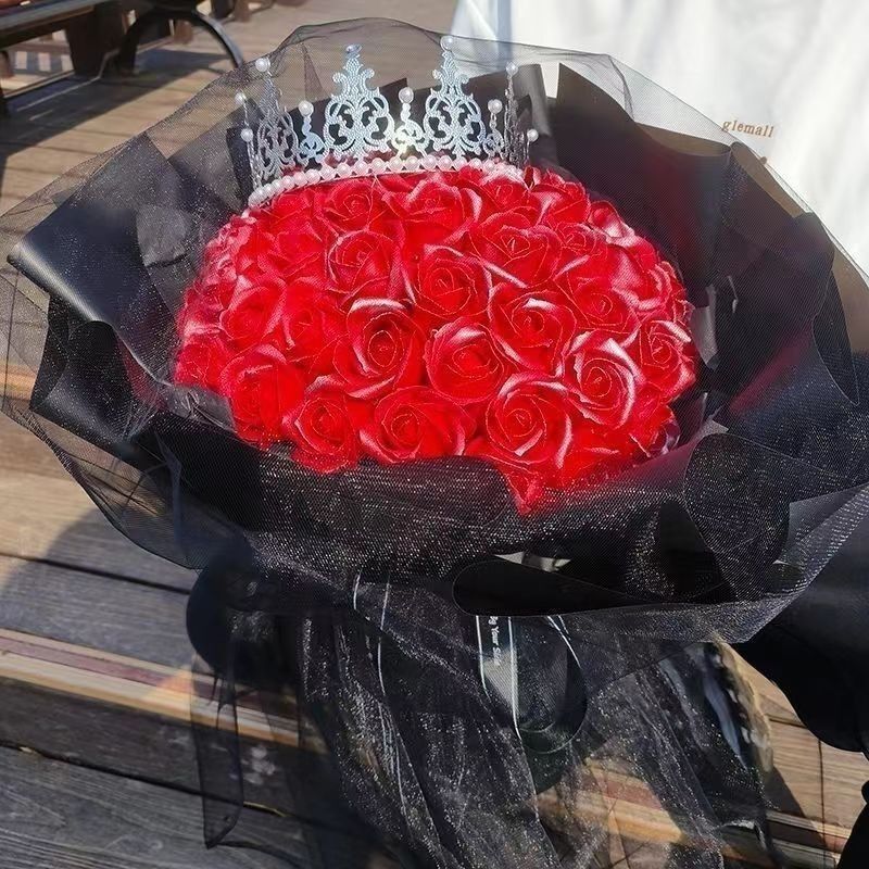 黒梅ソース、バラの花束、彼女へのバレンタインデーギフト、彼氏への誕生日プレゼント、ソーププリザーブドフラワー完成品|undefined