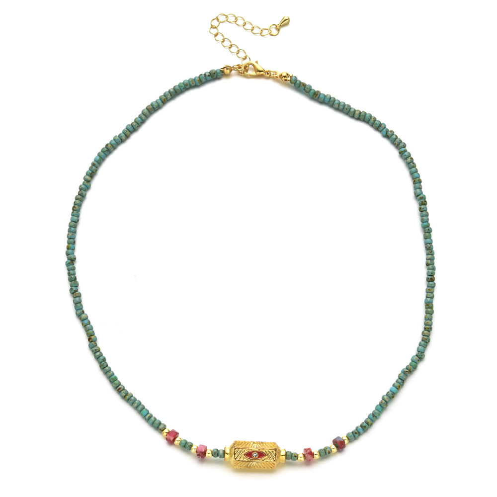 Style Ethnique Couleur Unie Turquoise Perlé Placage Collier display picture 1