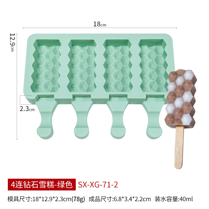 Sanxin 4-piece helado molde de silicona DIY paleta Popsicle fabricante de helados herramienta abrasiva de silicona Amazon