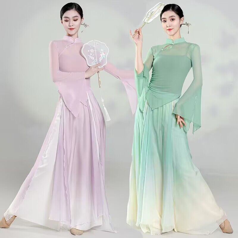 Classical dance costume for women, flowing gauze dress, practice clothes, ancient Chinese dance performance costume set, ethnic style
